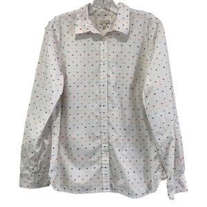 Talbots Rainbow Textured 3D Polka Dot Cotton Button Up Top Size M Resort Wear